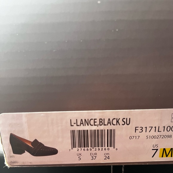 Franco Sarto LANCE Suede Studded Black Loafers Women’s Size 7 EUC Block Heels - Picture 15 of 15